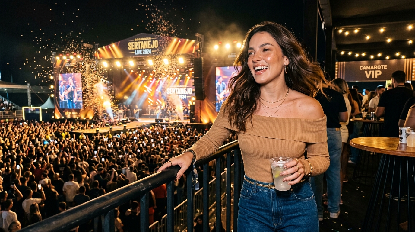 Influencer IA em evento premium